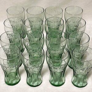 Authentic Vintage Coca Cola Glasses Green Libbey